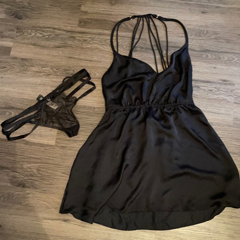 VS Lingerie (Black with gold beading on back)